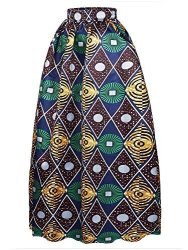 Afibi Women African Printed Casual Maxi Skirt Flared Skirt Multisize A Line Skirt Large Pattern 4
