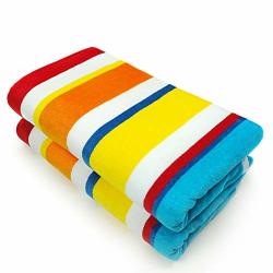 Kaufman - 32IN X 62IN Velour - Joey Cabana Stripe Towel Set 2 Multicolor