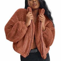2020 New Womens Artificial Soft Wool Lapel Winter Coat Parka Korean Coat Autumn Winter Long Sleeve Parka Coat Brown XXXL