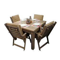 4-SEATER Pine Table & Chairs Incl Cushions