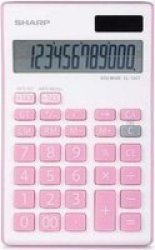 Sharp EL-124T Pink Digits Twin Power Desktop Calculator