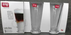 FNG Glass Latte Mug 295ML X3