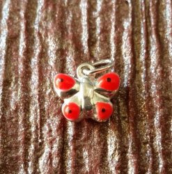 Genuine Sterling Silver Enamel Finish Little Butterfly ladybug Charm pendant