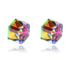 SCASTOE Women Girls 1 Pairs Weight Loss Magnetic Water Cube Health Magnet Ear Stud Earing Colorful