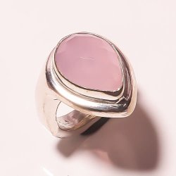 Handmade Silver Ring With Faceted Rose Quartz Ring Size 9 R 1 2