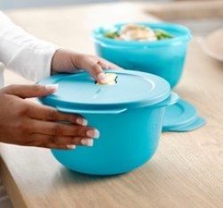 Tupperware Crystalwave Round Set 2 2L X 2 Microwaveable New Color Blue