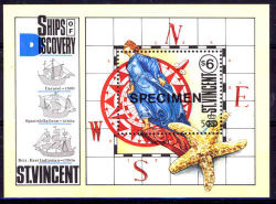 St. Vincent 1991 Specimen Ships Of Disvovery Miniature Sheet 1657 Umm
