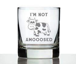 Not Amooosed - Funny Cow Whiskey Rocks Glass Gifts For Men & Women - Fun Whisky Drinking Tumbler D Cor