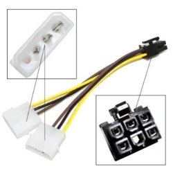 Ebest 6-PIN PCI Express To Dual 4-PIN Molex Power Adapter Cable