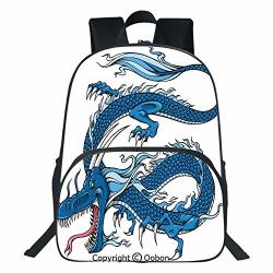 Oobon Kids Toddler School Waterproof 3D Cartoon Backpack Legend Dragon Mythical Creature Japanese Culture Folk Icon Print Fits 14 Inch Laptop