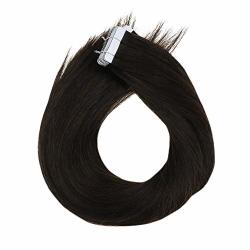 Hot 16IN Double Side Tape In Human Hair Extensions In Darkest Brown 2 For Shot And Thin Hair Girls Skin Weft Glue In Hairpieces Solid
