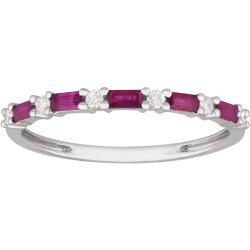 Ruby & Diamond Eternity Ring 9ct in White Gold