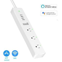 Smart Power Strip Wifi Remote Control Surge Protector Wireless Smart Outlet With 3 Ac + 4 USB Ports 90-264V 15A No Hub Required Compatible With Alexa