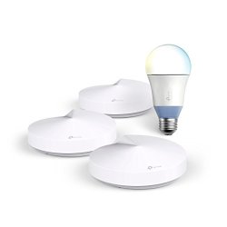 TP-LINK USA Tp-link Deco M5 Wi-fi System Pack Of 3 Router Replacement For Secure Whole Home Coverage + Tp-link LB120 Alexa & Google Home Enabled Smart Bulb