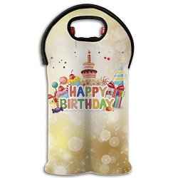 Fomete Happy Birthday Wine Travel Carrier & Cooler Bag 2-BOTTLE Wine Carrying Tote