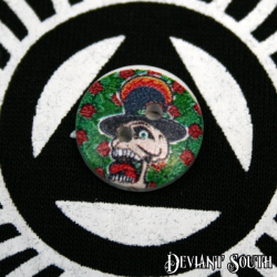 Diy 15MM Wood Button - Skull With Top Hat