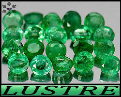 0.83ct Matching Green Emeralds Si - Ten Unheated Columbia Brilliant Round Gems