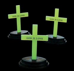 8CM Glow In The Dark Cross With Stand