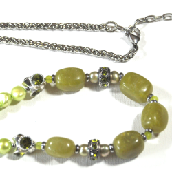 Atenea Handmade Chartreuse Necklace With Lemon Jade Freshwater Pearls & Olivine Crystals