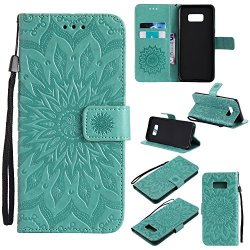 S8 Plus Case Samsung Galaxy S8 Plus Cover Smytu Premium Emboss Sunflower Flip Wallet Shell Pu Leather Magnetic Cover Skin With Wrist Strap Case