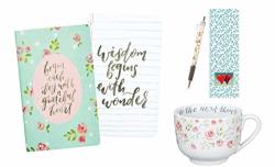 Trust In God And Do The Next Thing Mug Wisdom Begins With Wonder Notebook Set Pink Ink Pen With Bookmark - Bundle
