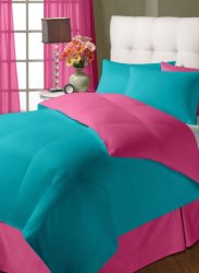 Bianca Cotton Blue & Pink Solid Premium Carlson Reversible Single Comforter BIA-DVC16A