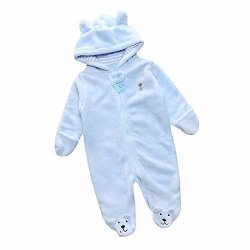 Mary Ye Newborn Baby Cute Bear Winter Fleece Hooded Romper Infant Baby Prams