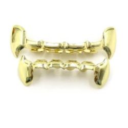 Hip Hop Gold Plated Fangs Teeth Grillz Caps Top&bottom Grill Unisex