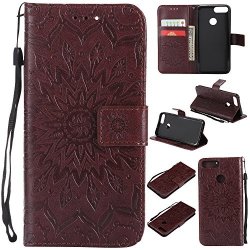 Nexcurio Huawei P Smart Wallet Case With Card Holder Folding Kickstand Leather Case Flip Cover For Huawei P Smart - NEKTU11193 Brown