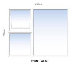 Top Hung Aluminium Window White PT1512 1 Vent W1500MM X H1200MM