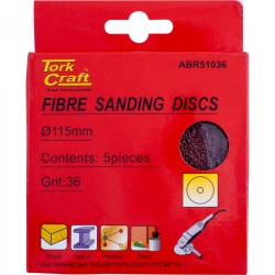 Tork Craft 5PC 115MM 36GRIT Fibre Disc ABR51036