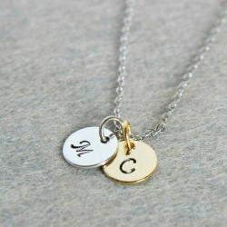 Personalised Disk Chain - Sterling Silver Yellow Or Rose Go... - 42CM Yellow Gold Plated 2 Disk