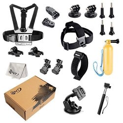 Snt Sport Camera Accessory Kit With Flexpod Flexible Tripod Chest Harness Suction Cup Mount Selfie Stick Bike Tripod Mount Head Strap Mount For Gopro