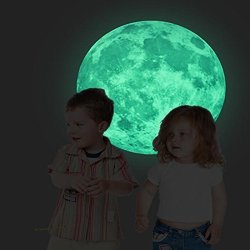 Full 40CM Night Moon With Stars Glow In The Dark Luminous Light Stickers - Removable Adhesive Wall D