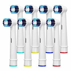 8 Pack Replacement Toothbrush Heads Compatible With Braun Oral-b Professional Care 500 1000 2000 2500 3000 5000 Vitality Pro Smart Genius Toothbrushes