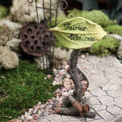 HAND Painted Resin "fairies Welcome" Forest Sign For Fairy Gardens Crafting And Creating
