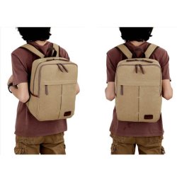 Men Canvas Retro Laptop Backpack Outdoor Travel Casual Student Backpack