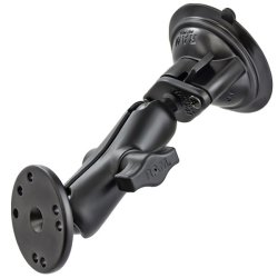 RAM Twist Lock Suction Cup With Double Socket Arm And Round Base Adapter