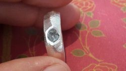 Soild Sterling Silver Ring White Natural Topaz. Artisan Hand Made Unique