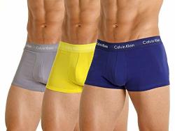 Calvin Klein Men's Cotton Stretch Low-rise Trunks Multipack Angst quicksilver valient Small