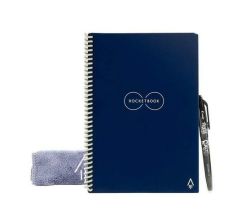 Rocketbook Core Digital Reusable Notebook - Dark Blue -A5 Size Eco-friendly Notebook- 36 Lined Pages - Includes 1 Pen And Microfibre Cloth