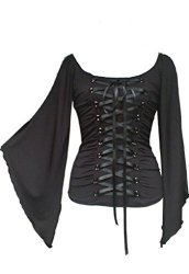 Gothic Corset Style Stretchy Black Lace Up Top