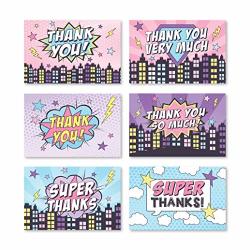 24 Pink Superhero Thank You Cards With Envelopes Girls Kid Birthday Party Or Adult Comic Bam Pow Gratitude Supplies For Grad Baby Or Bridal
