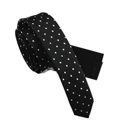 Elviros Men's Eco-friendly Fashion Polka Dot Skinny Tie 1.6" 4CM Black