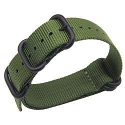 24MM Army Green Deluxe Premium Nato Style Sturdy Exotic Soft Nylon Sport Men's Wrist Watch Band Wristband