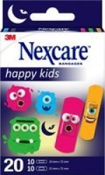 3M Nexcare Happy Kids Breathable Plasters - Monsters Pack Of 20 Plasters