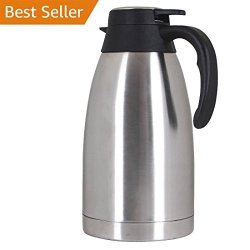 Silver Merimos Coffee Carafe,68 Oz Double Wall Vacuum Insulated Stainless Steel Thermal Carafe for Tea Coffee Fruit Juice 2 Liter Water Pitcher with Lid