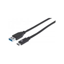 Manhattan USB 3.1 GEN2 Cable - Type-c Male Type-a Male 1 M 3 Ft. 3A Black Retail Box Limited Lifetime Warranty