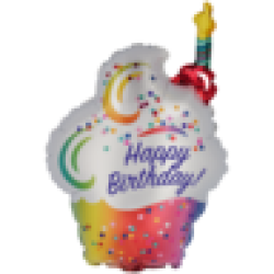 Happy Birthday Ombre Cupcake Balloon 35CM