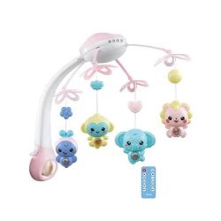 Dh - 3IN1 Baby Mobile Bed Bell Music Projection & Lamp Pink